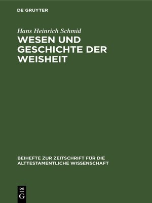 cover image of Wesen und Geschichte der Weisheit